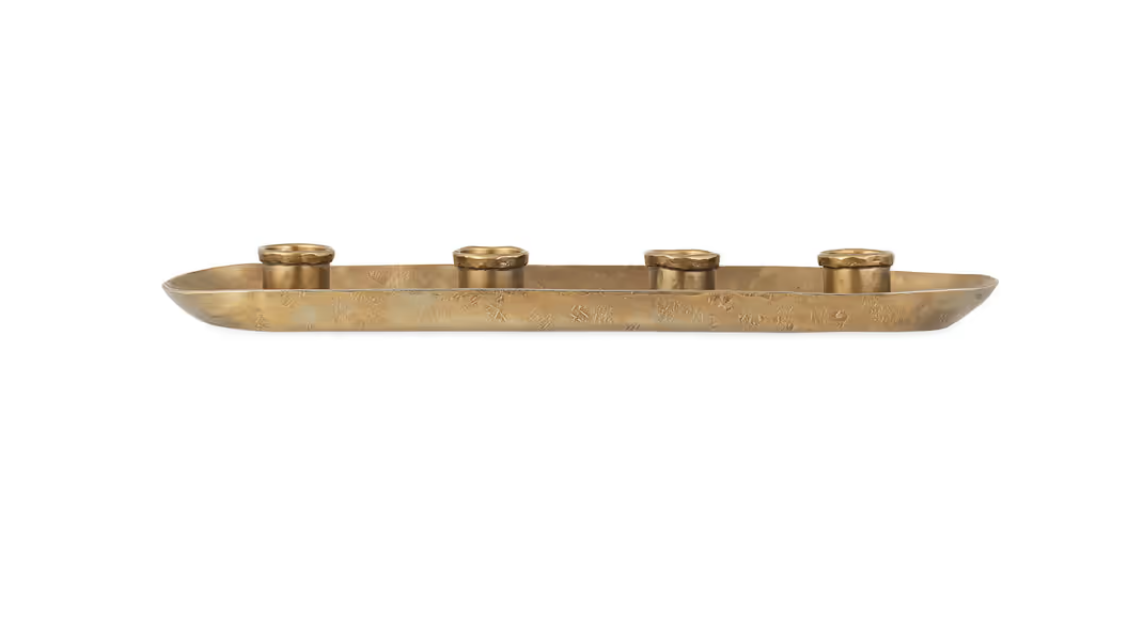 Nkuku Amita Antique Brass Long Candle Holder