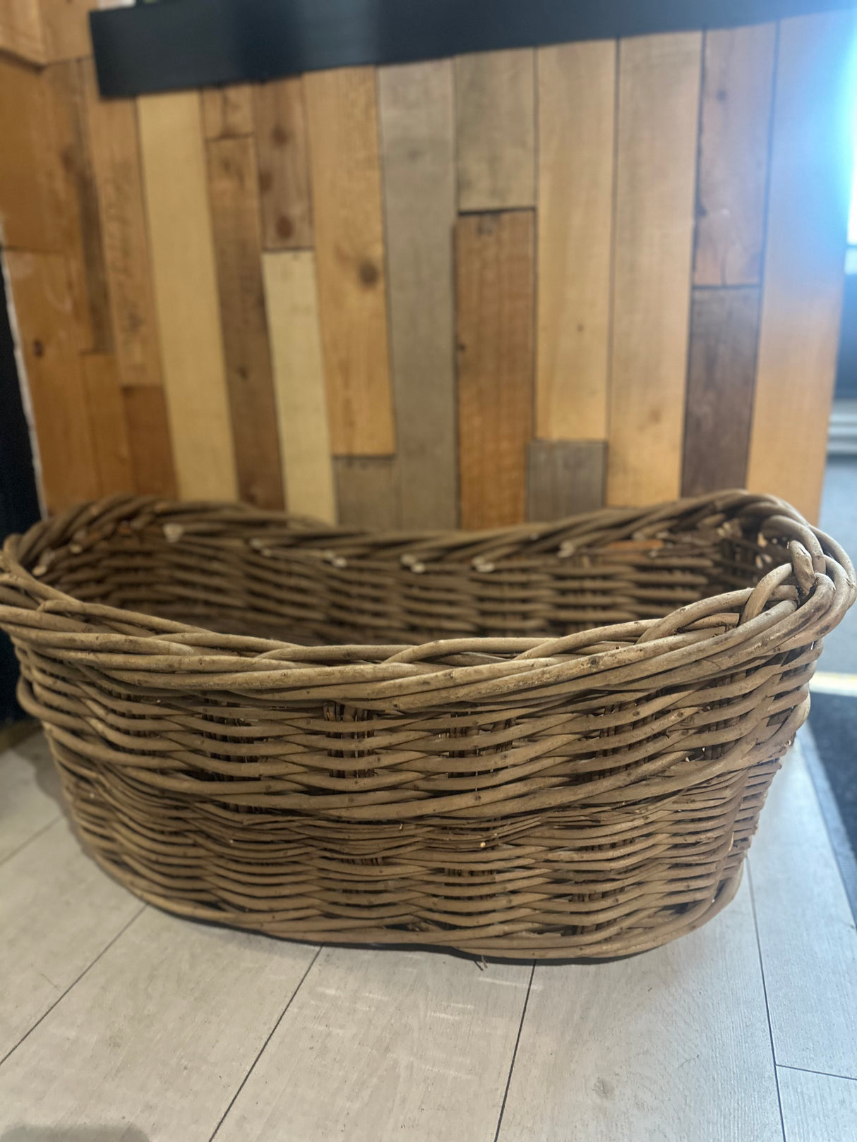 Buff Willow Rope Handle Basket