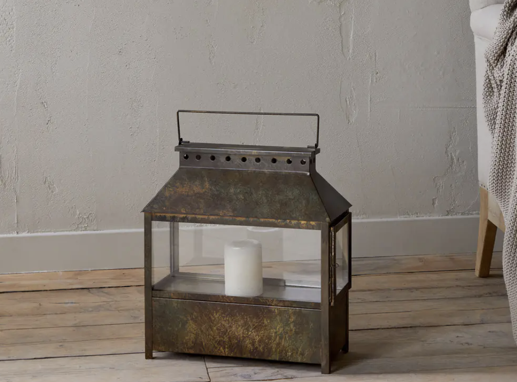 Nkuku Akoko Brown Patina Wide Lantern