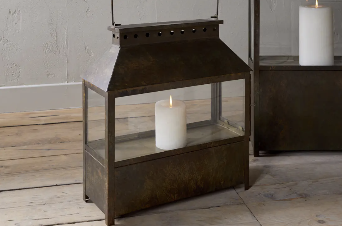 Nkuku Akoko Brown Patina Wide Lantern