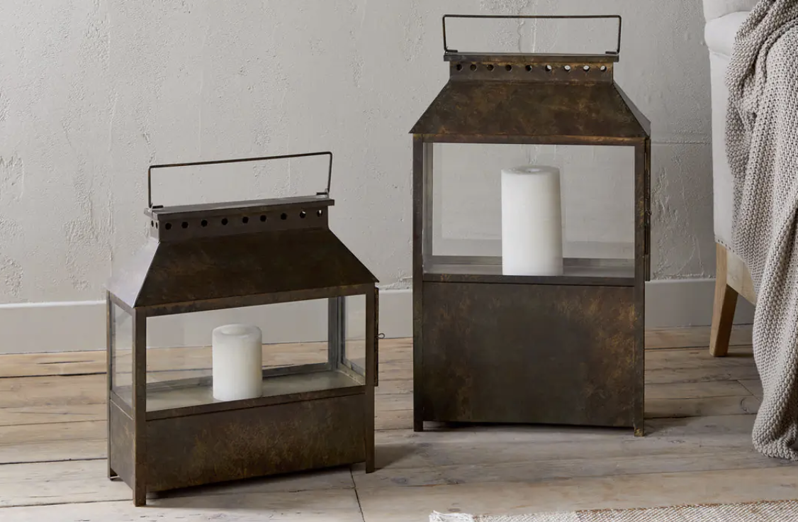 Nkuku Akoko Brown Patina Wide Lantern