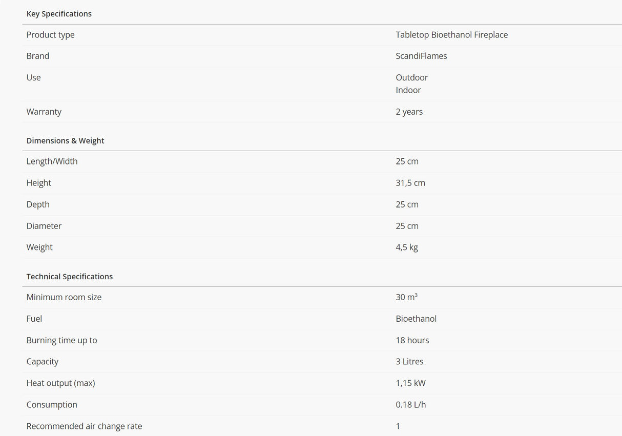 Southwark Round Tabletop Bioethanol Fireplace