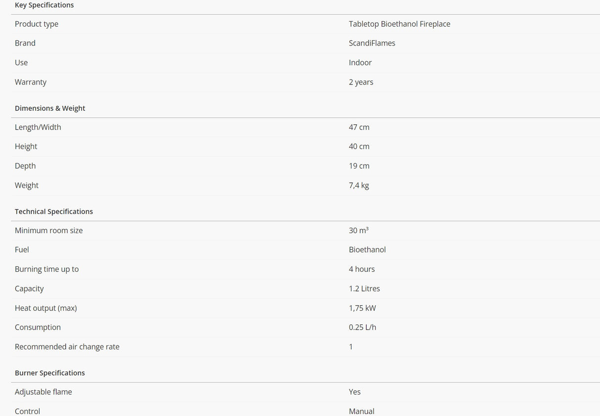 Merton Table Bioethanol Fireplace