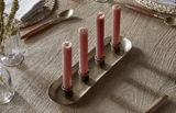 Nkuku Amita Antique Brass Long Candle Holder - Antique Brass