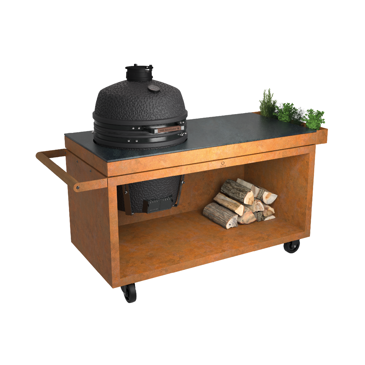OFYR Kamado Table Corten 150 PRO+ Corten Ceramic Dark