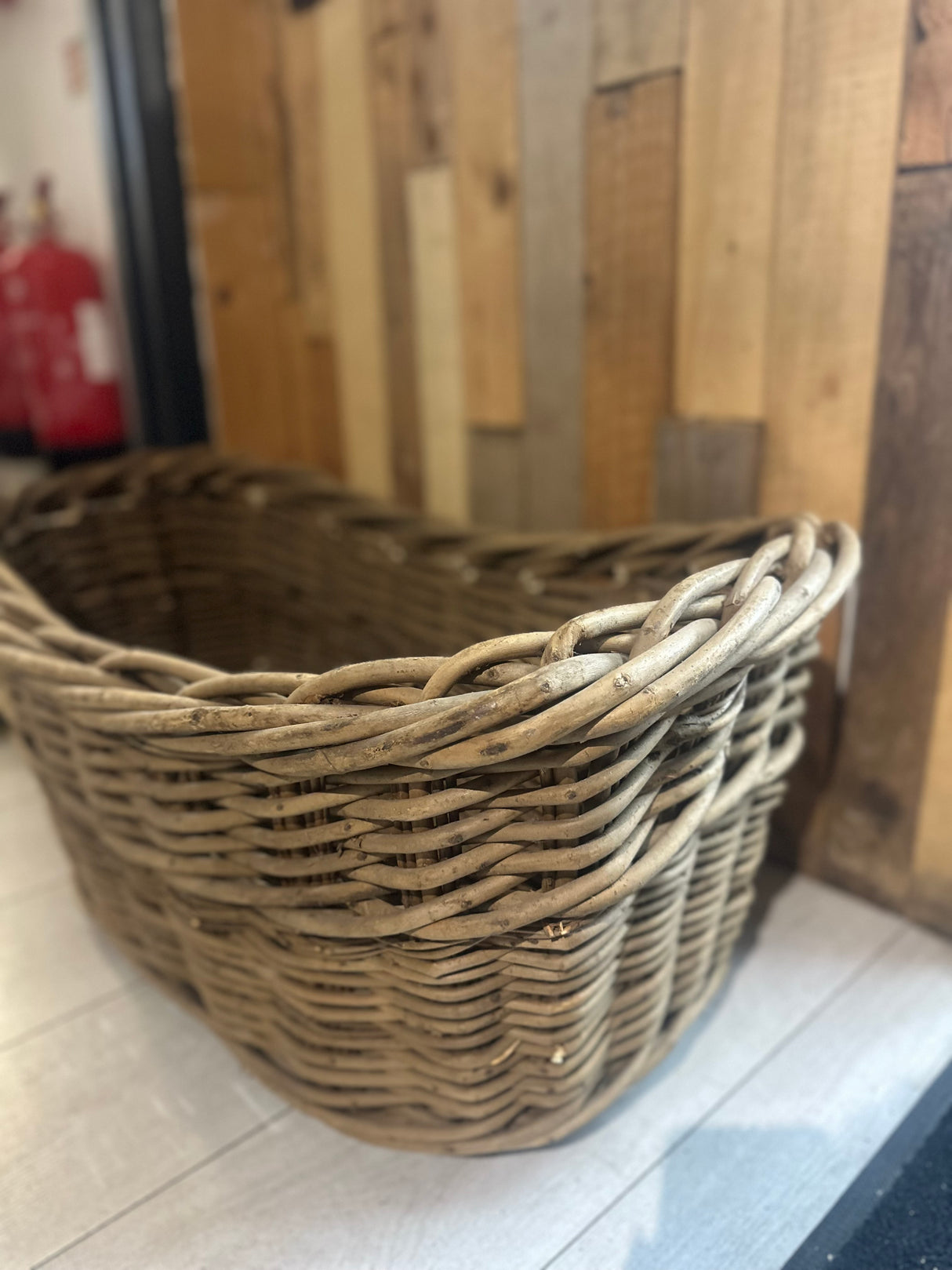 Buff Willow Rope Handle Basket
